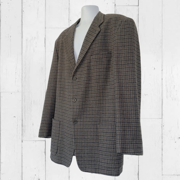 Vintage Structure Wool Blend Blazer Men’s XL– Made in Portugal Houndstooth 90s - Picture 8 of 13